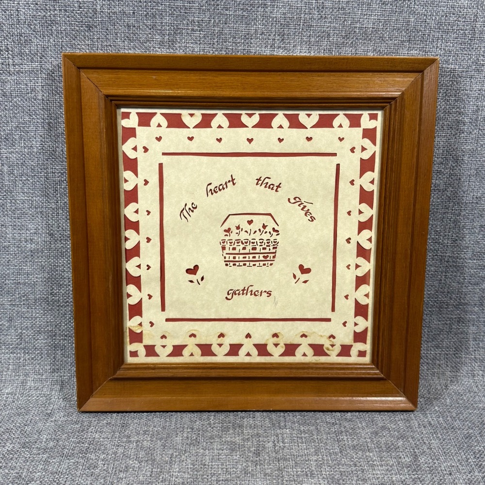 VTG Designs with Scissors Paper Cut The Heart That Gives Gathers Art 10x10 1987